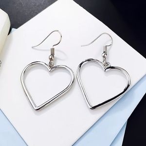 Silver Hollow Heart Drop Earrings Set